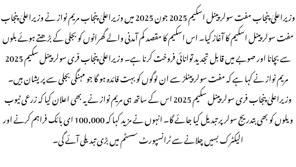 CM Punjab Free Solar Panel Scheme 2025
