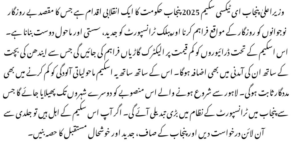 Punjab E-Taxi Scheme 2025