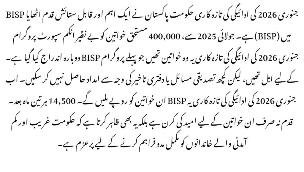 BISP January 2026 Payment Update