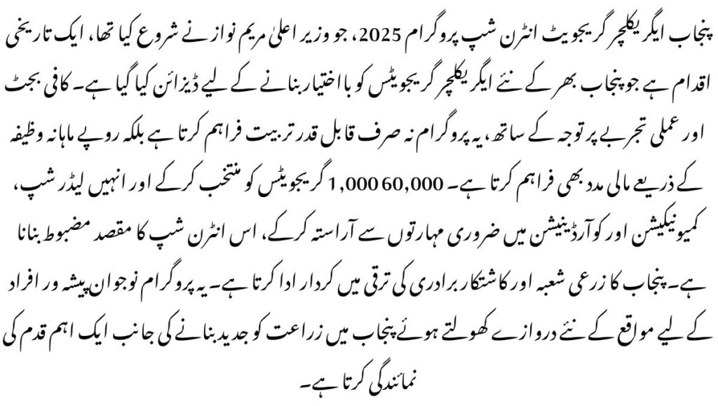 CM Agriculture Internship 2025