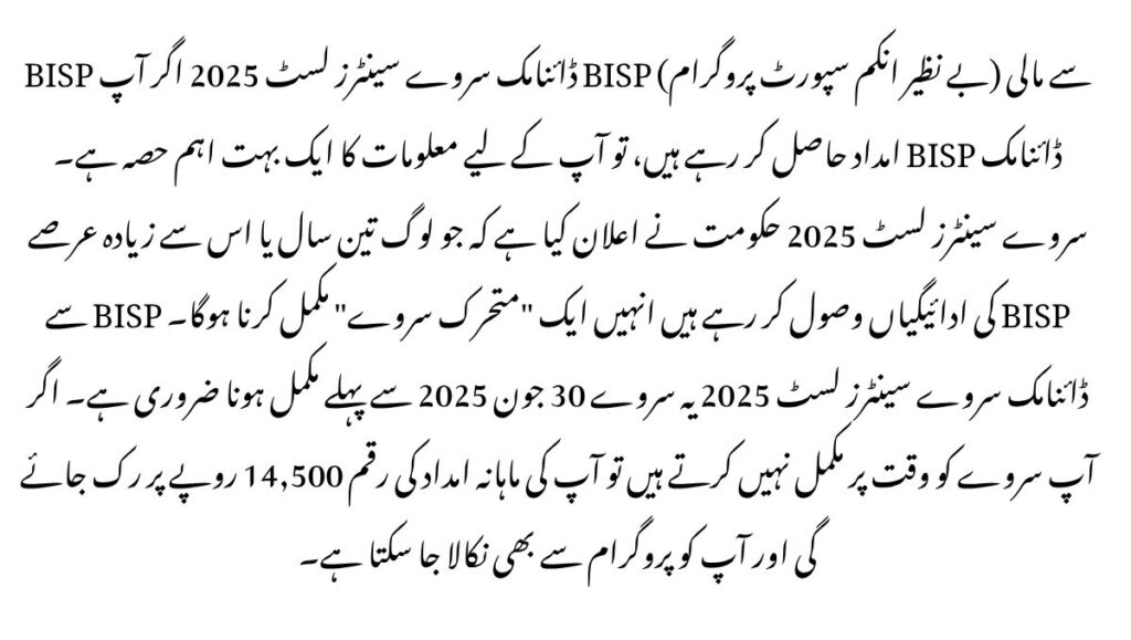 BISP Dynamic Survey Centers List 2025