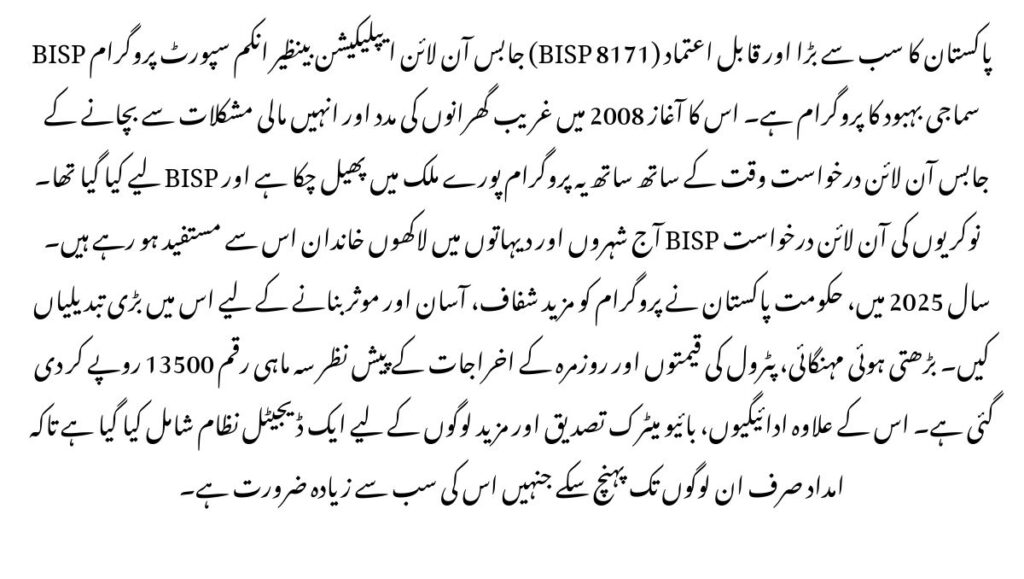BISP Jobs Online Application