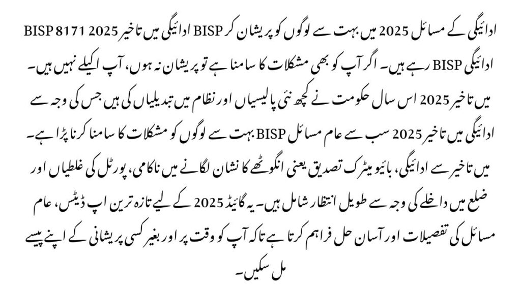 BISP Payment Delays 2025