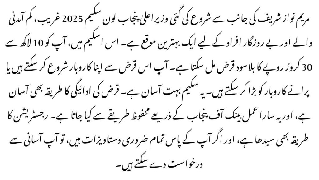Chief Minister Punjab 2025 Loan Initiative