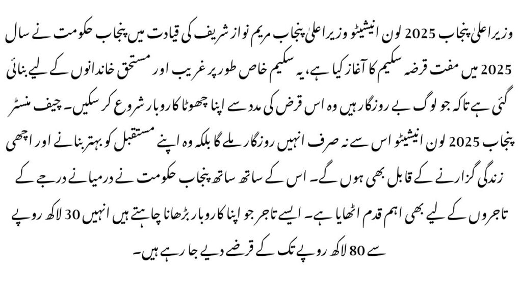 Chief Minister Punjab 2025 Loan Initiative
